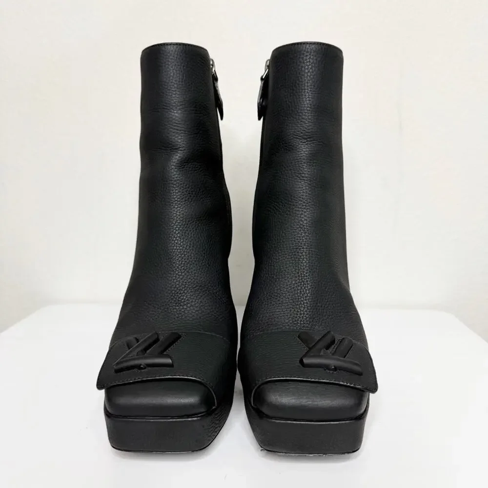 Louis Vuitton Shake Platform Ankle Boot in Black Grained Calf Leather Size 40 - Picture 4 of 11